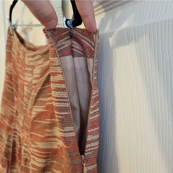 Bandolino tan/red/cream pleated midi skirt - Picture 5 of 8